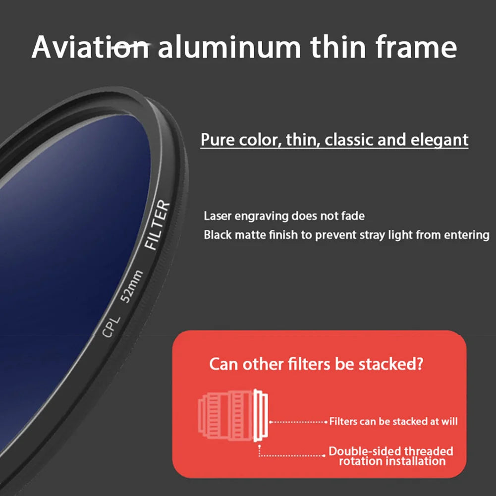 ERIKOLE CPL Circular Polarizing Filter - 37 40.5 43 46 49 52 55 58 62 67 72 77 82 mm for Canon Nikon Sony etc camera len filters