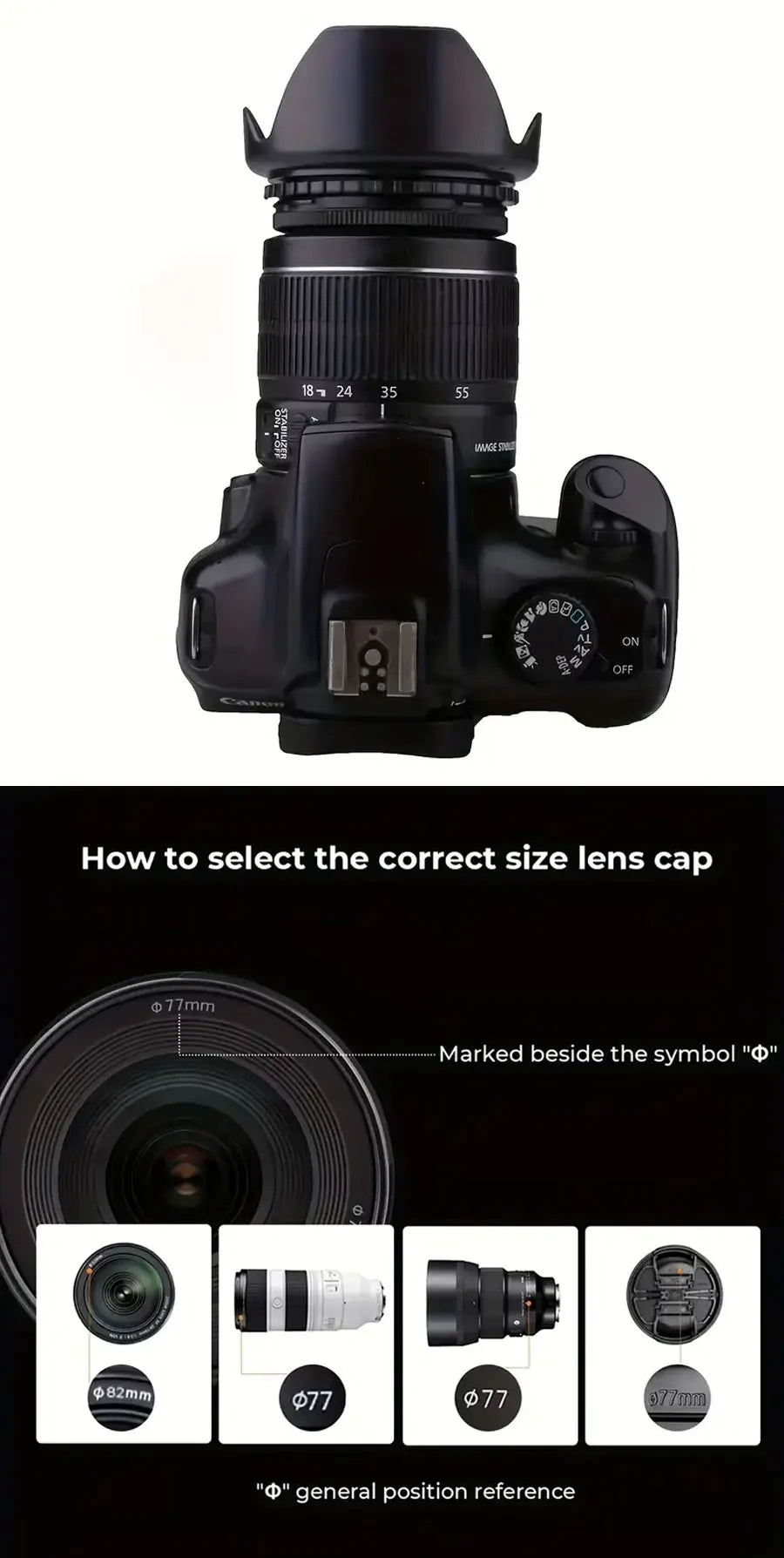 MYOBO Camera Lens Hood - 49 52 58 55 62 67 72 77 82 mm for Canon Nikon Sony DSLR SLR Camera Lente Protector Shade