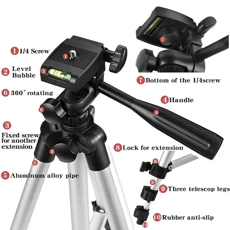 102cm Camera Tripod Stand Professional Video for Phone Selfie Remote Control Extendable Photography