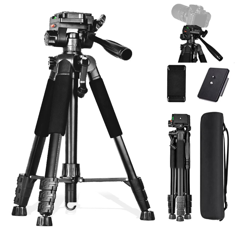 Tripod for Camera, Camera Tripod 60" Heavy Duty Tripod, Phone Tripod for Video Recording Photo Vlog, Iron Camera Tripods