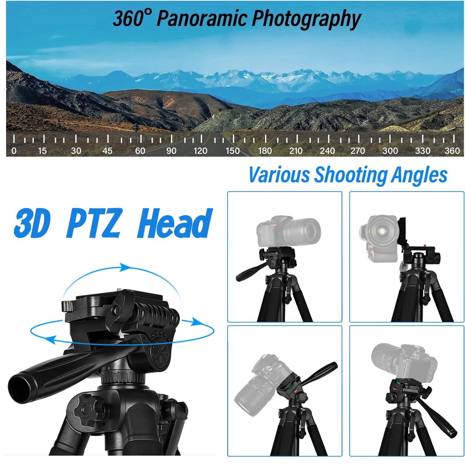 Tripod for Camera, Camera Tripod 60" Heavy Duty Tripod, Phone Tripod for Video Recording Photo Vlog, Iron Camera Tripods